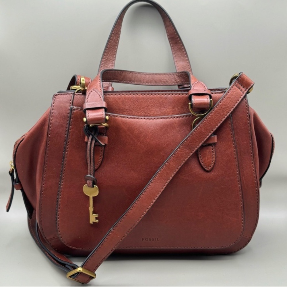 Fossil Brooke Leather Satchel crossbody purse